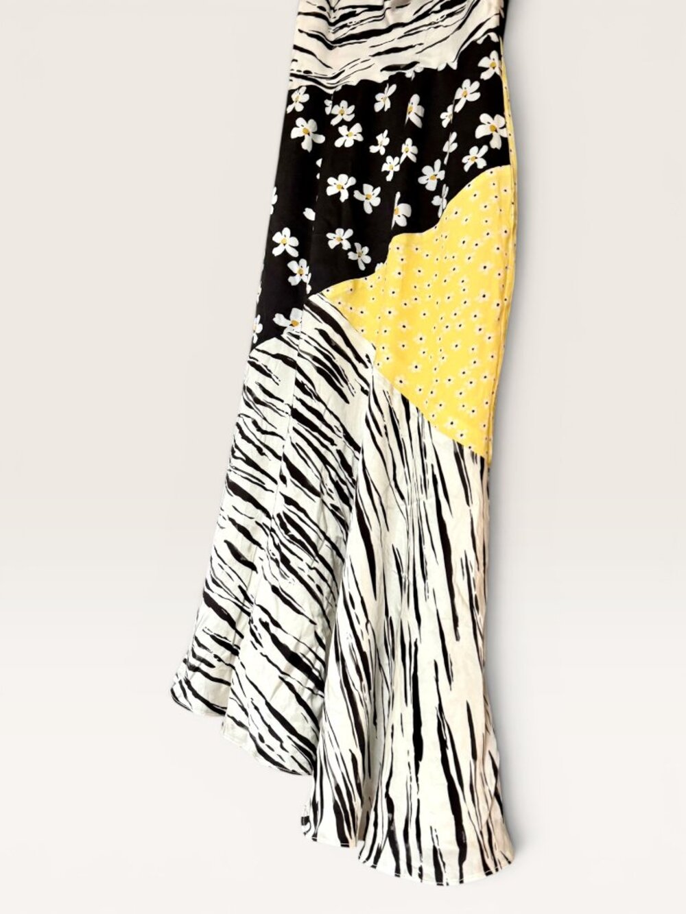 Fame and Partners Patchwork Mixed Print Midi Slip Dress Cowl Neck Zebra Floral - Picture 11 of 13